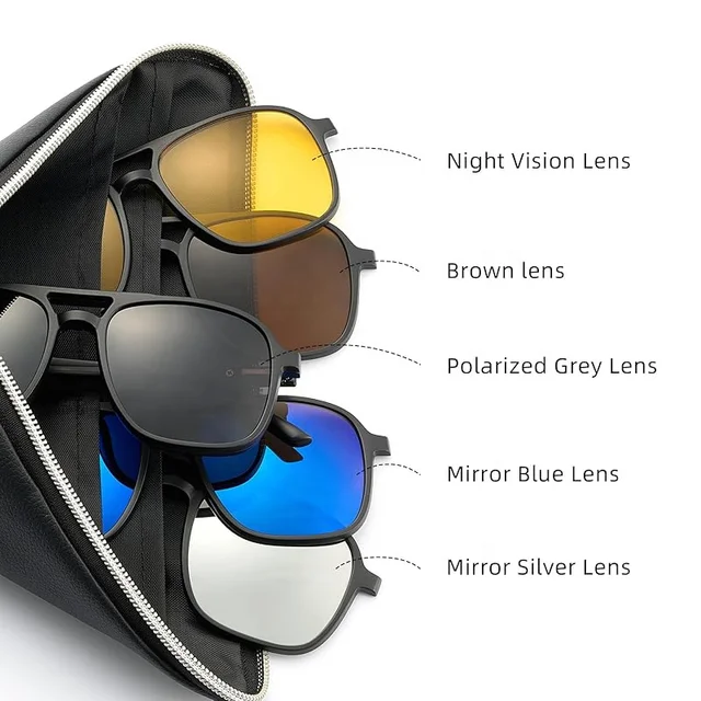 SUN146 Unisex 5 in 1 Clip-On Sunglasses