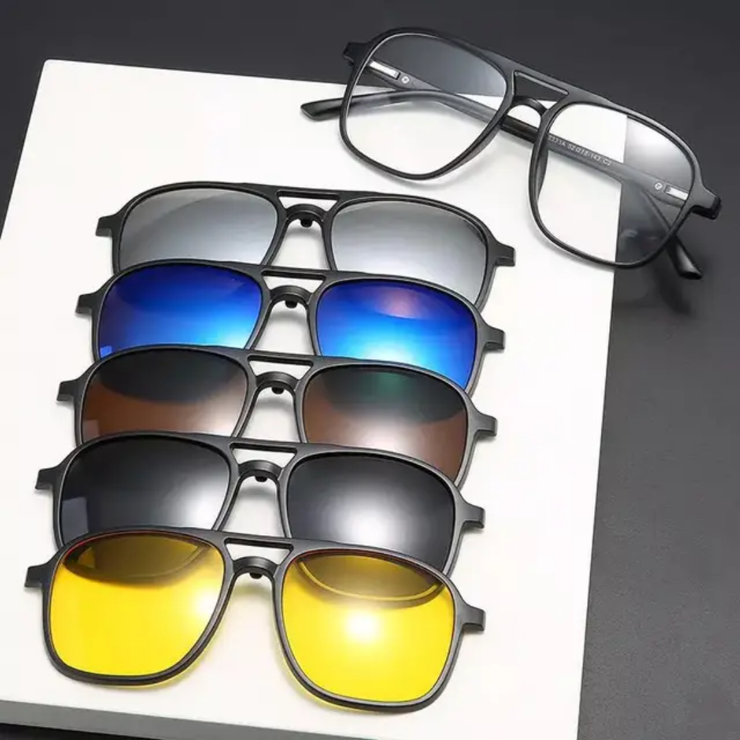 SUN146 Unisex 5 in 1 Clip-On Sunglasses