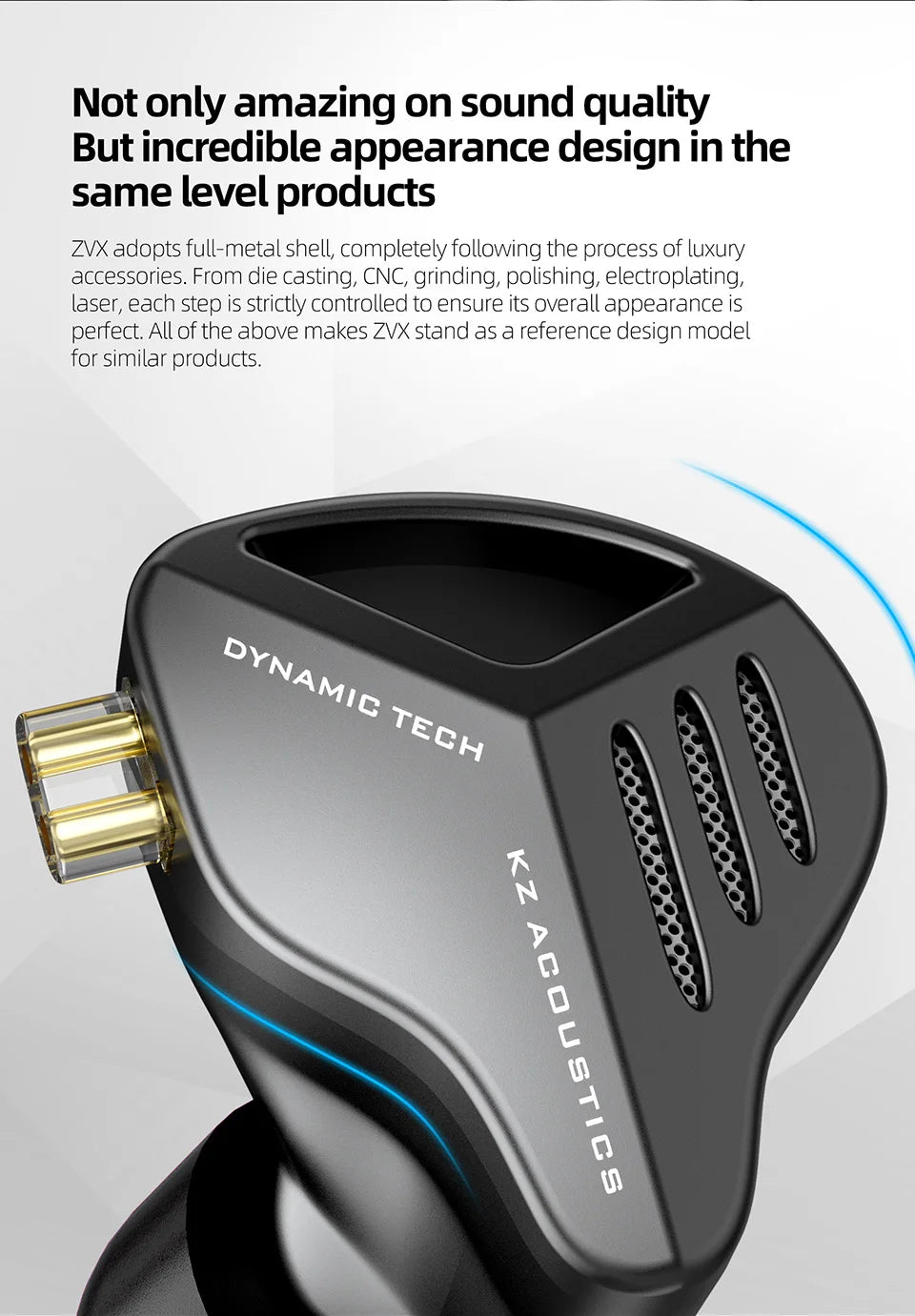 KZ ZVX Earphones 1 Dynamic HIFI Bass Earbuds In Ear Monitor Headphones Sport Noise Cancelling Headset