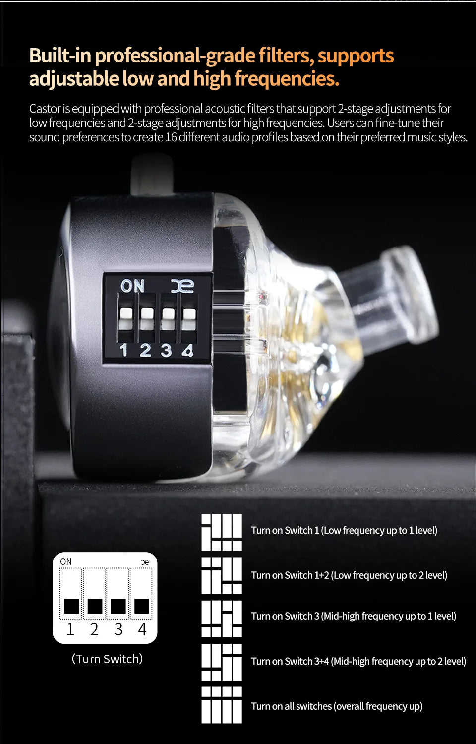 KZ Castor In Ear HiFi Earphone 2 Dynamic High-end Tunable balanced armature Earphones Monitor Headphone Cancelling Earbuds