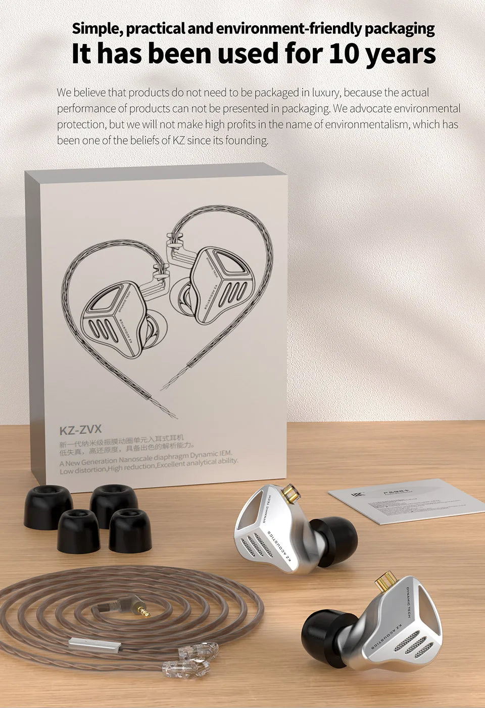 KZ ZVX Earphones 1 Dynamic HIFI Bass Earbuds In Ear Monitor Headphones Sport Noise Cancelling Headset