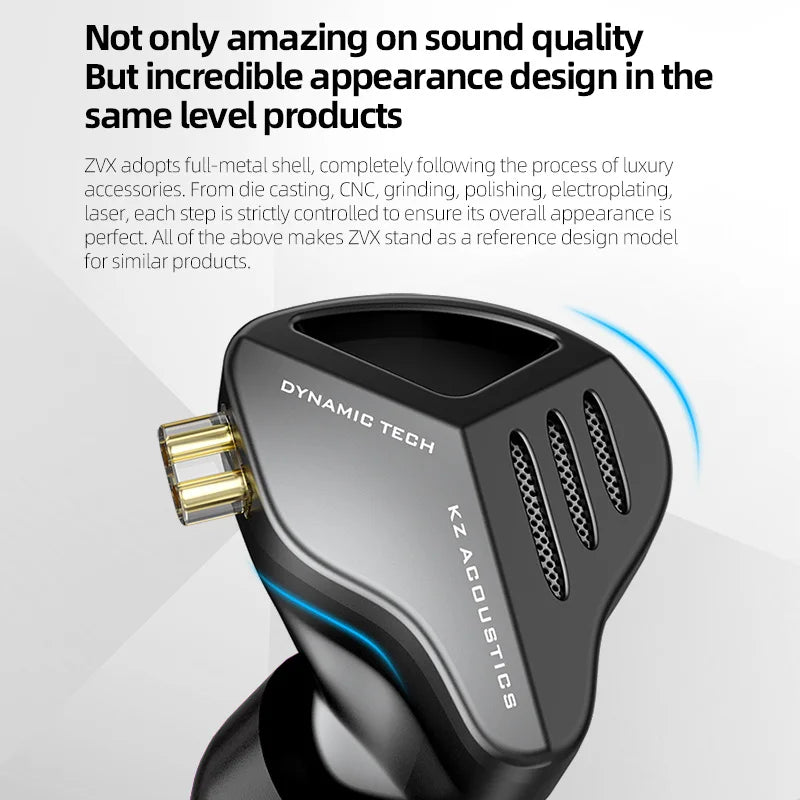 KZ ZVX Earphones 1 Dynamic HIFI Bass Earbuds In Ear Monitor Headphones Sport Noise Cancelling Headset