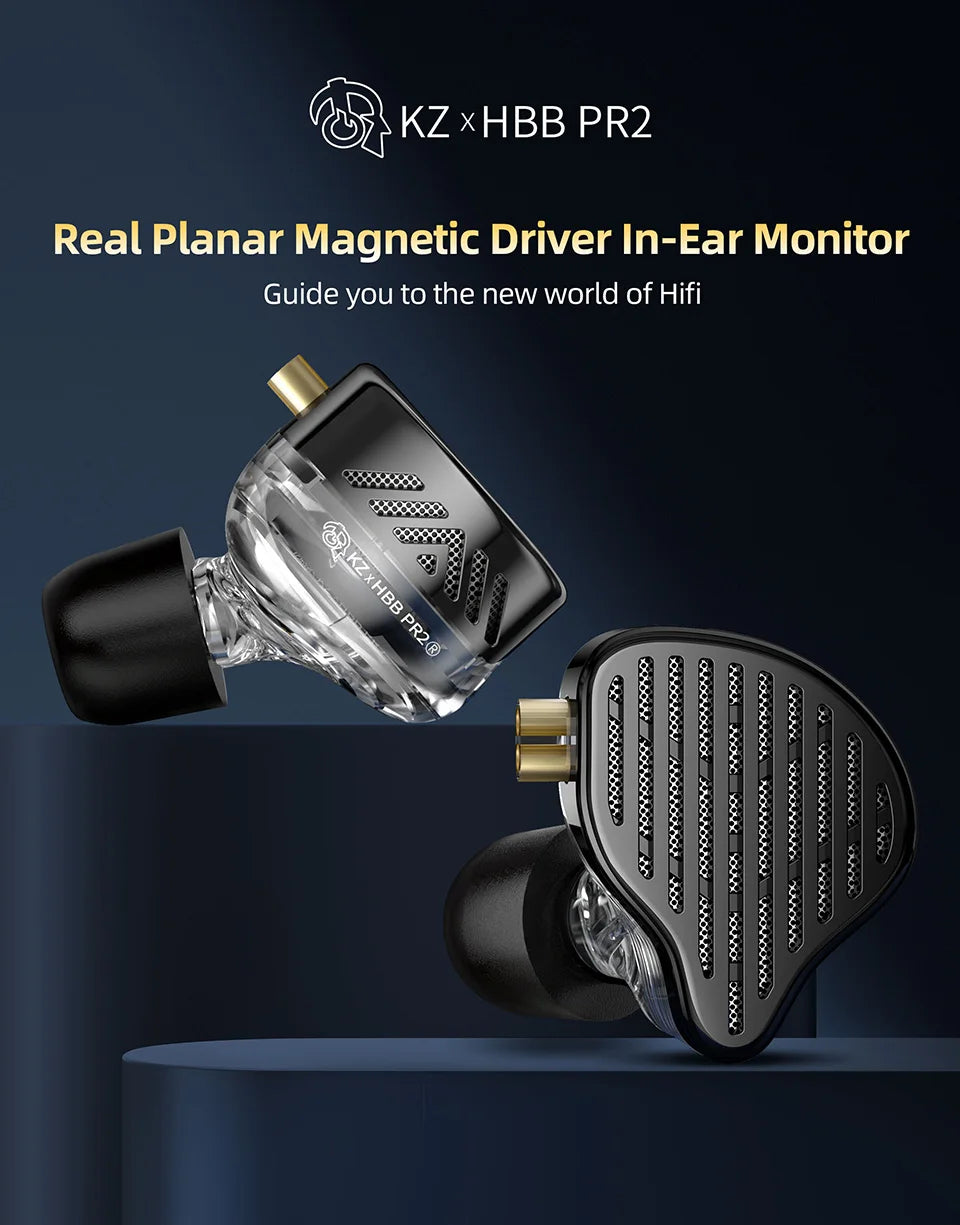 KZ x HBB PR2 In-Ear Metal Earphones Planar Magnetic Driver IEM HIFI Headphones Monitor Earbuds Bass Sport Headset
