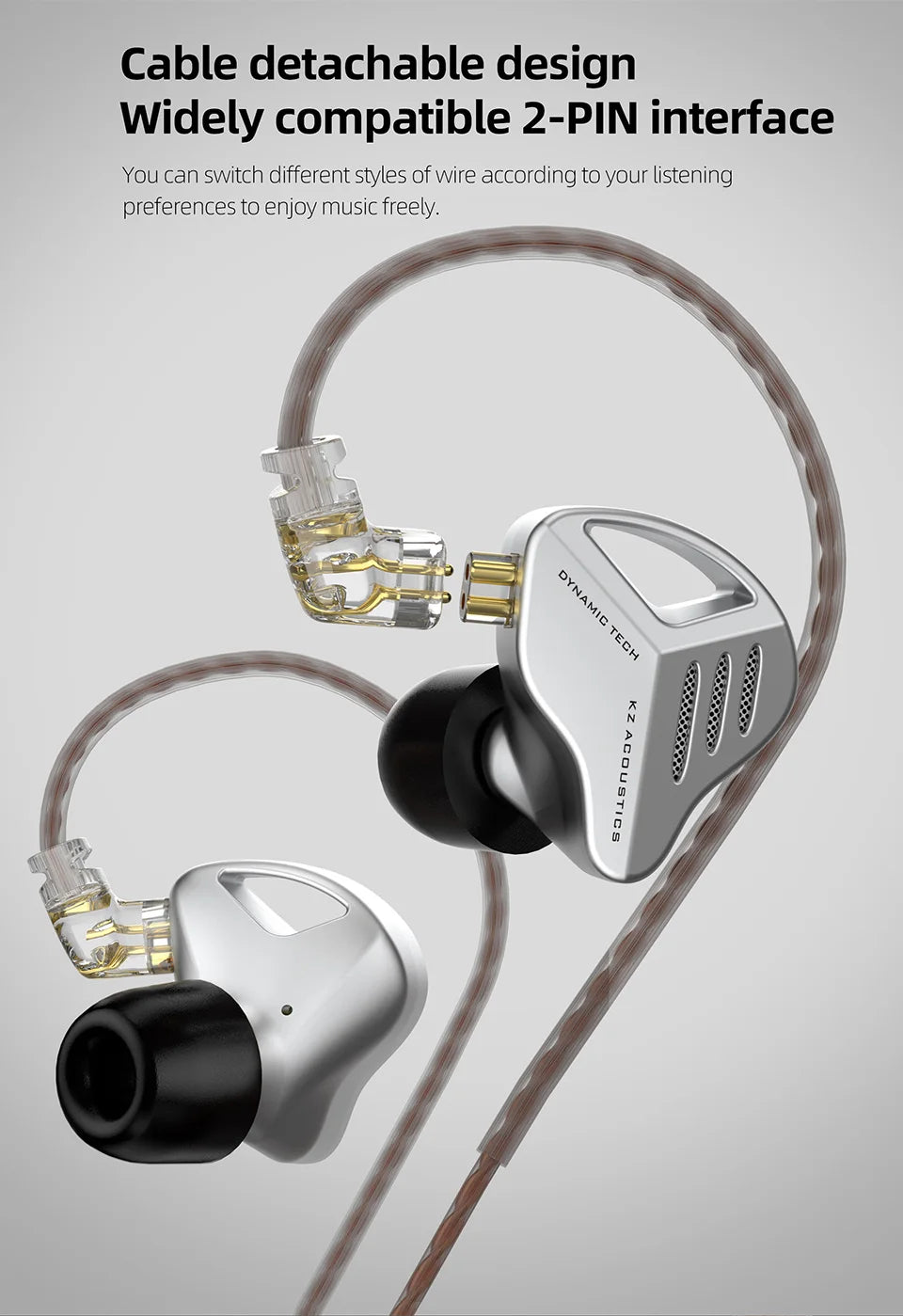 KZ ZVX Earphones 1 Dynamic HIFI Bass Earbuds In Ear Monitor Headphones Sport Noise Cancelling Headset