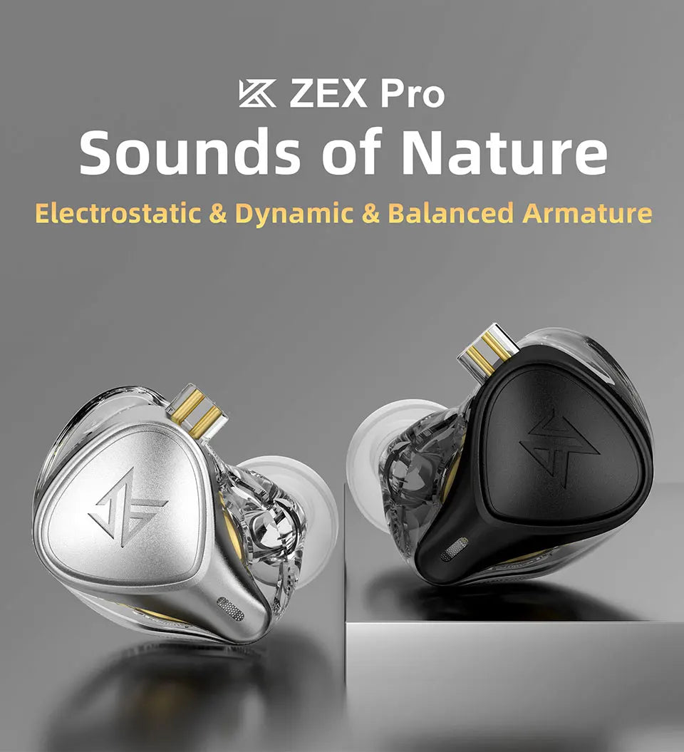 KZ ZEX Pro In-Ear HIFI Headset Electrostatic Hybird Technology Wired Earphone Noice Cancelling Sport Headphones
