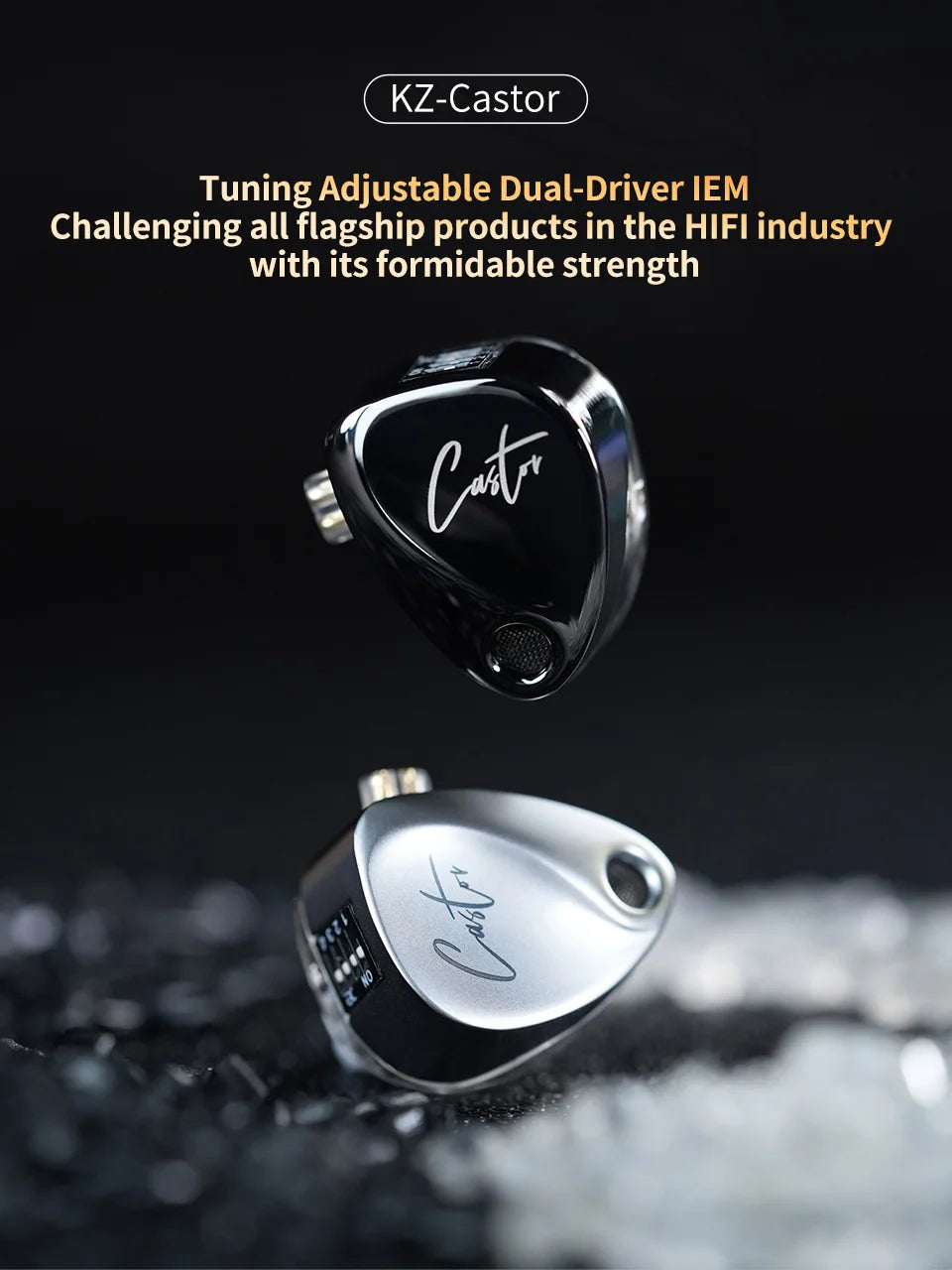 KZ Castor In Ear HiFi Earphone 2 Dynamic High-end Tunable balanced armature Earphones Monitor Headphone Cancelling Earbuds