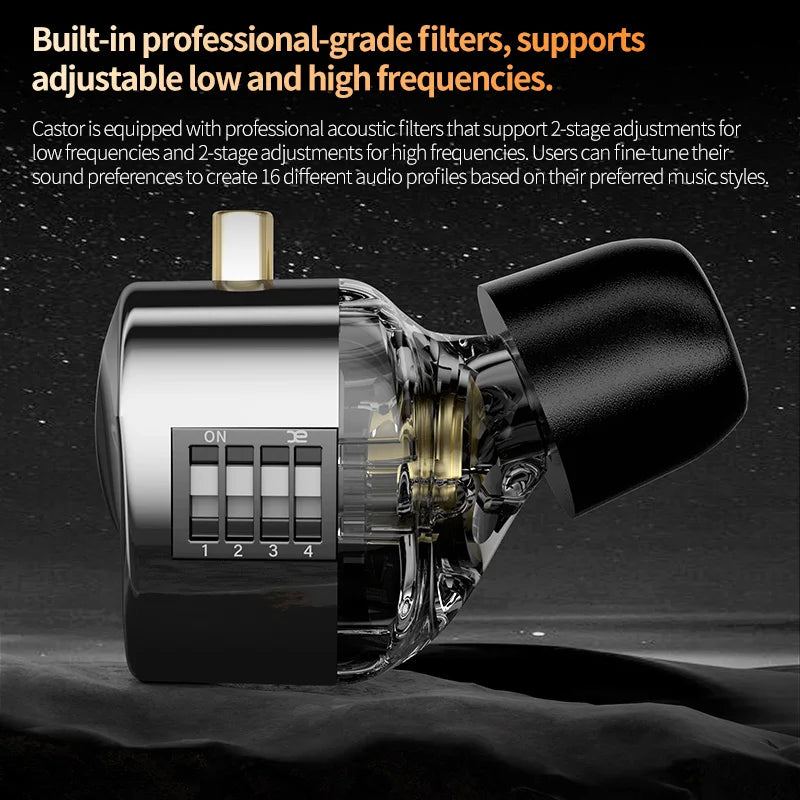 KZ Castor In Ear HiFi Earphone 2 Dynamic High-end Tunable balanced armature Earphones Monitor Headphone Cancelling Earbuds