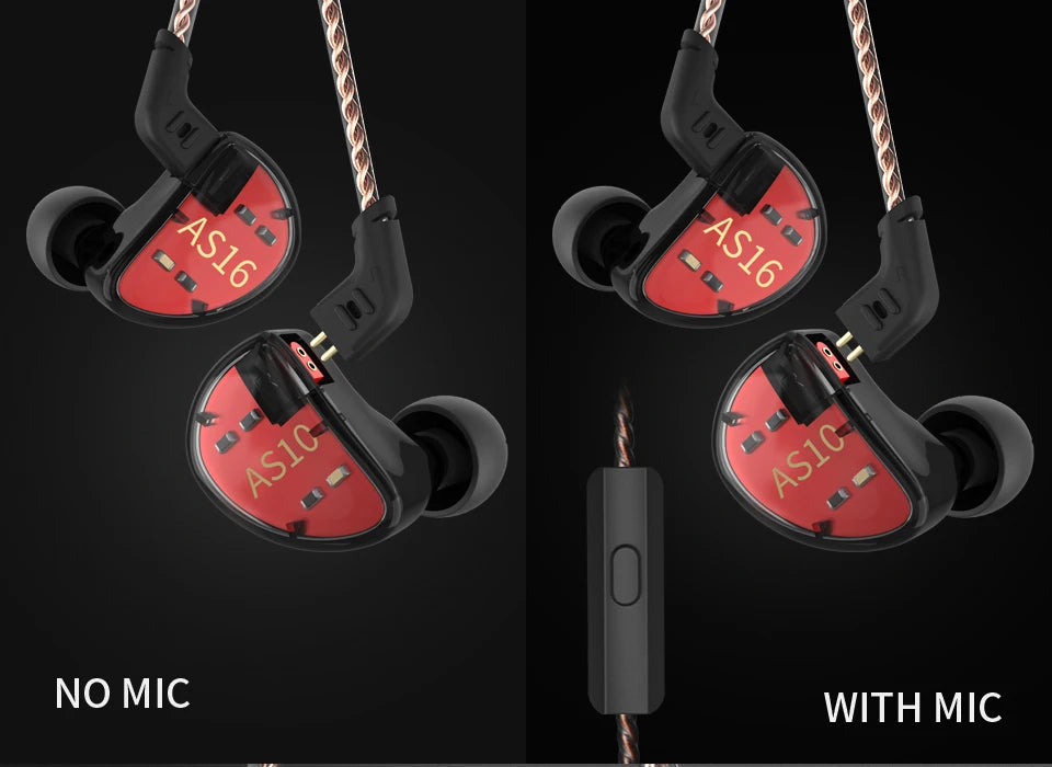 KZ AS10 Cyan 5BA Balanced Armature Driver HIFI Bass In Earphone Monitor Game Headset Noise Cancelling Earbuds