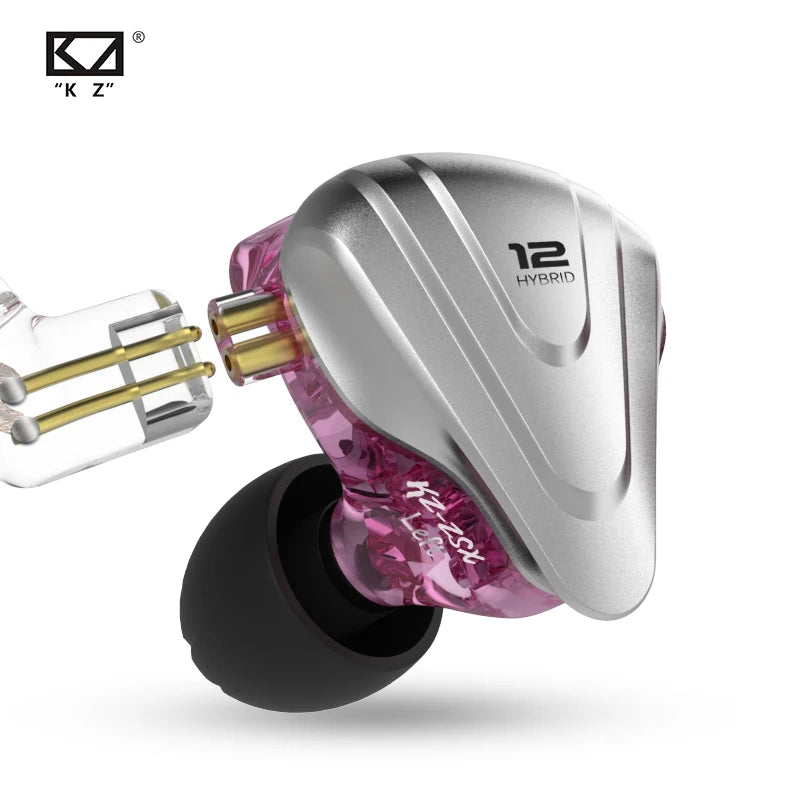 KZ ZSX Terminator Metal Headset 5BA+1DD Hybrid 12 drivers HIFI Bass Earbuds In-Ear Monitor Noise Cancelling Earphones