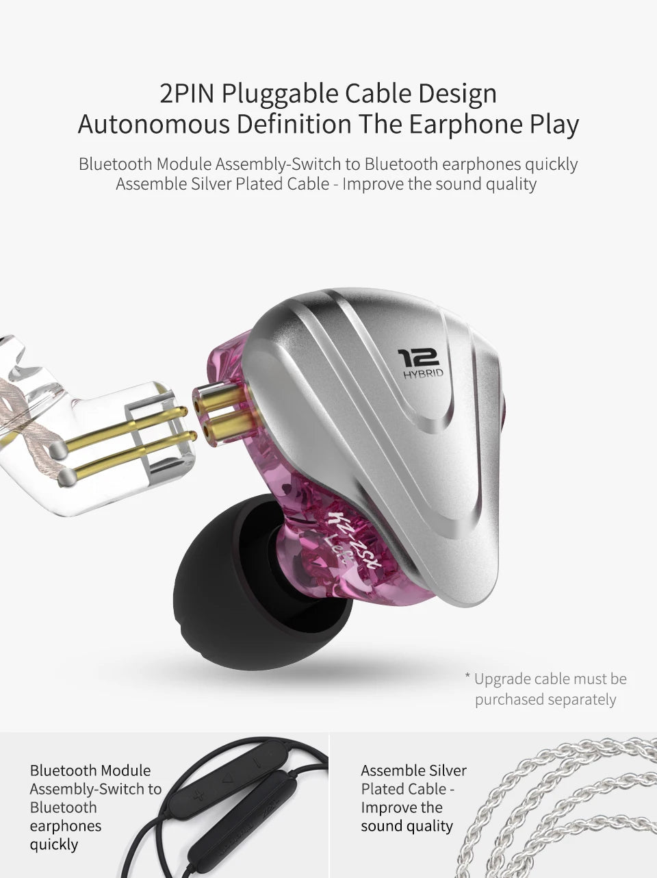 KZ ZSX Terminator Metal Headset 5BA+1DD Hybrid 12 drivers HIFI Bass Earbuds In-Ear Monitor Noise Cancelling Earphones