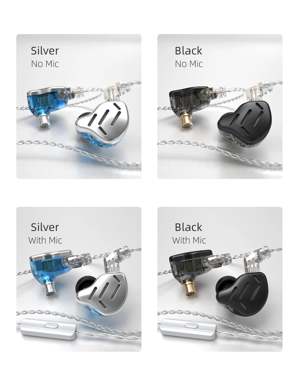 KZ ZAX Headset 16 Units HIFI Bass In Ear Monitor Hybrid technology Earphones Noise Cancelling Earbuds 7BA+1DD Sport Headphones