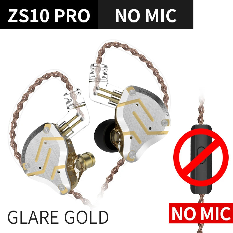 KZ ZS10 Pro Blue Noise Cancelling Earphones Metal Headset 4BA+1DD Hybrid 10 drivers HIFI Bass Earbuds In Ear Monitor Headphones