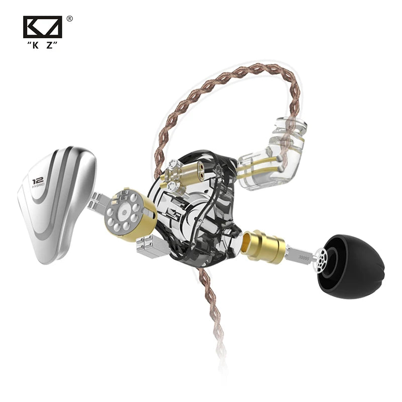 KZ ZSX Terminator Metal Headset 5BA+1DD Hybrid 12 drivers HIFI Bass Earbuds In-Ear Monitor Noise Cancelling Earphones