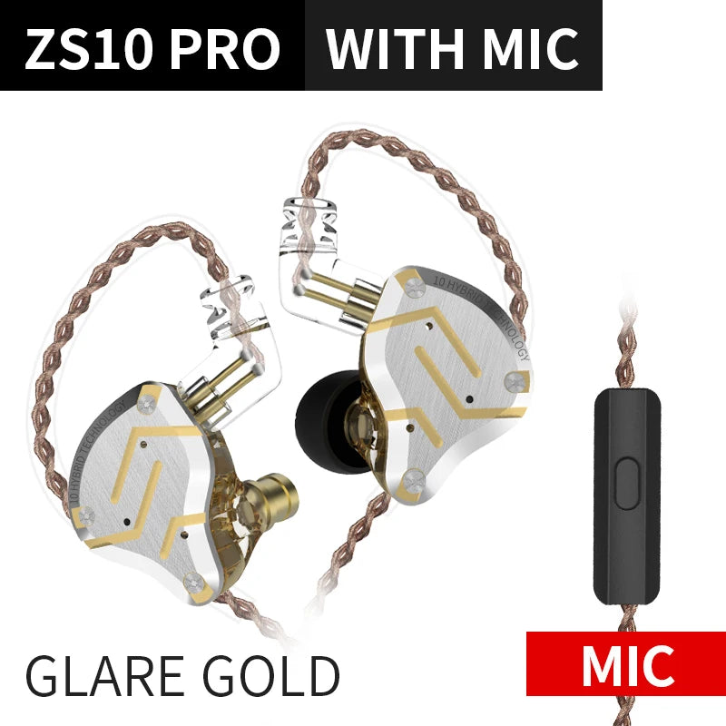 KZ ZS10 Pro Blue Noise Cancelling Earphones Metal Headset 4BA+1DD Hybrid 10 drivers HIFI Bass Earbuds In Ear Monitor Headphones