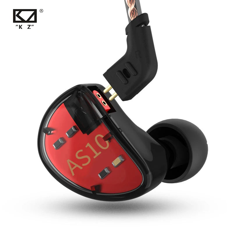 KZ AS10 Cyan 5BA Balanced Armature Driver HIFI Bass In Earphone Monitor Game Headset Noise Cancelling Earbuds