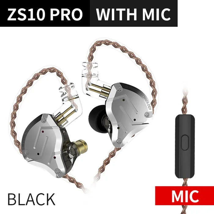 KZ ZS10 Pro Blue Noise Cancelling Earphones Metal Headset 4BA+1DD Hybrid 10 drivers HIFI Bass Earbuds In Ear Monitor Headphones