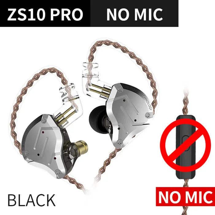 KZ ZS10 Pro Blue Noise Cancelling Earphones Metal Headset 4BA+1DD Hybrid 10 drivers HIFI Bass Earbuds In Ear Monitor Headphones
