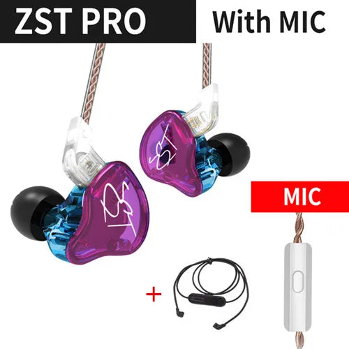 KZ ZST Bluetooth Earphones 1DD+1BA Driver Dynamic & Armature in Ear Monitors Noise Isolating HiFi Music Sports Earbuds Headset