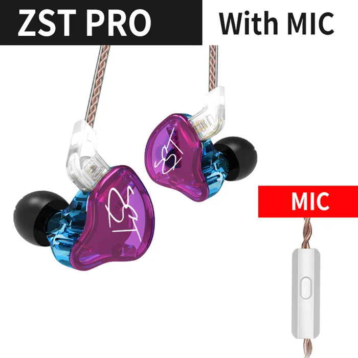 KZ ZST Bluetooth Earphones 1DD+1BA Driver Dynamic & Armature in Ear Monitors Noise Isolating HiFi Music Sports Earbuds Headset