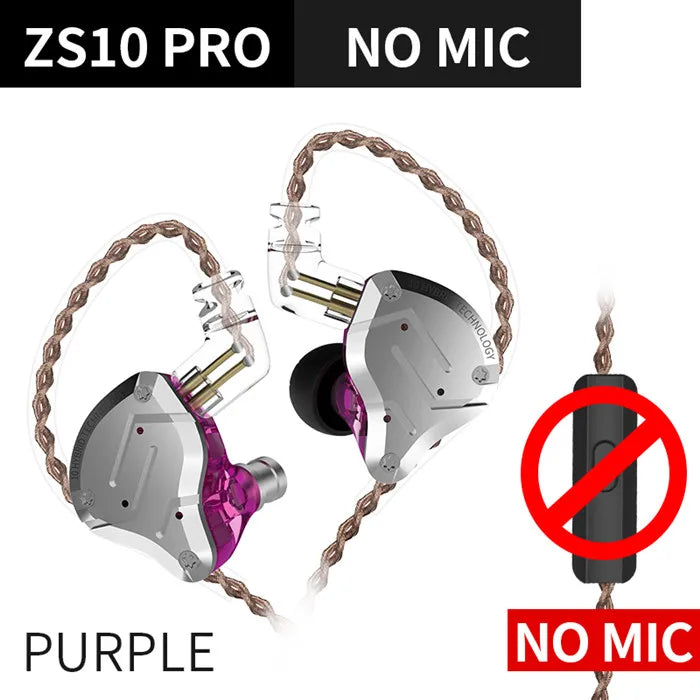 KZ ZS10 Pro Blue Noise Cancelling Earphones Metal Headset 4BA+1DD Hybrid 10 drivers HIFI Bass Earbuds In Ear Monitor Headphones