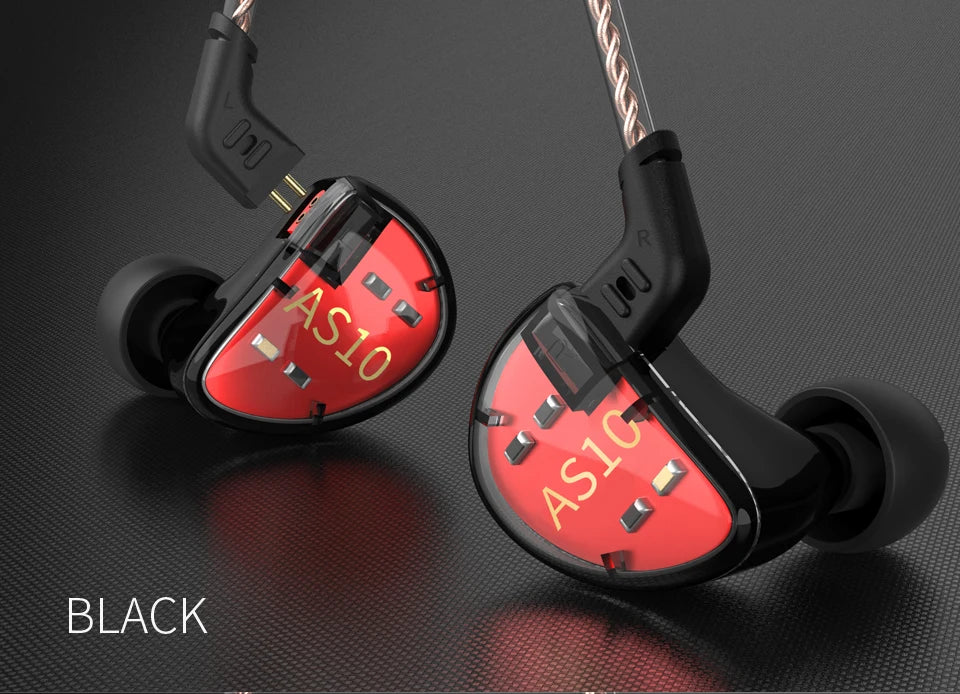 KZ AS10 Cyan 5BA Balanced Armature Driver HIFI Bass In Earphone Monitor Game Headset Noise Cancelling Earbuds