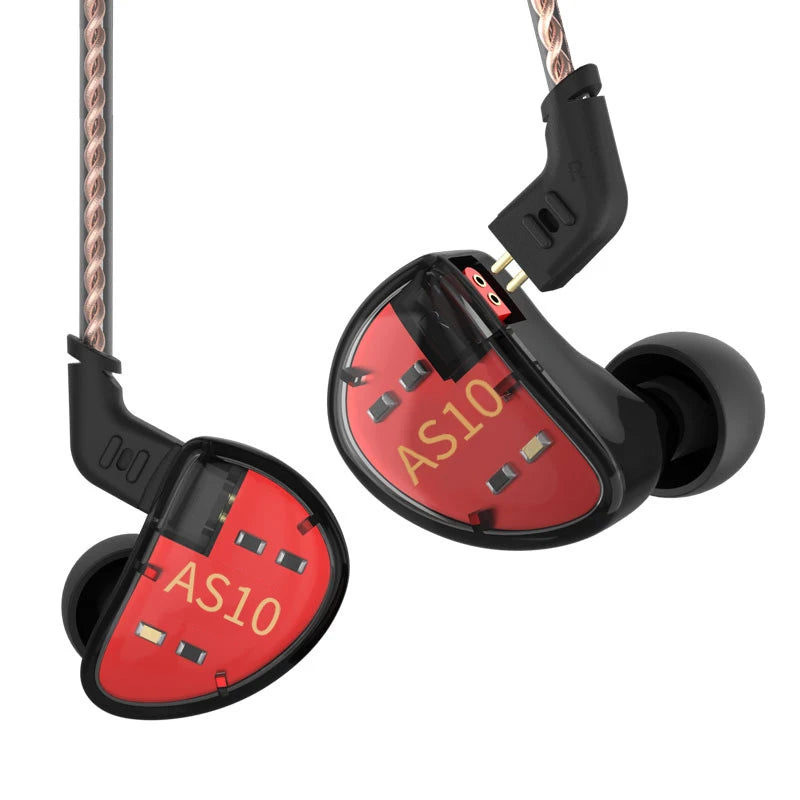 KZ AS10 Cyan 5BA Balanced Armature Driver HIFI Bass In Earphone Monitor Game Headset Noise Cancelling Earbuds