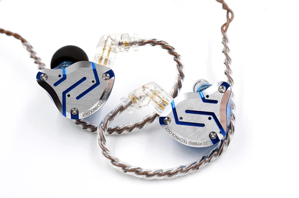 KZ ZS10 Pro Blue Noise Cancelling Earphones Metal Headset 4BA+1DD Hybrid 10 drivers HIFI Bass Earbuds In Ear Monitor Headphones