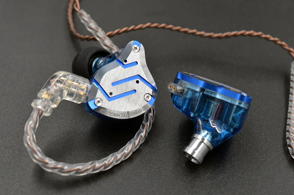 KZ ZS10 Pro Blue Noise Cancelling Earphones Metal Headset 4BA+1DD Hybrid 10 drivers HIFI Bass Earbuds In Ear Monitor Headphones