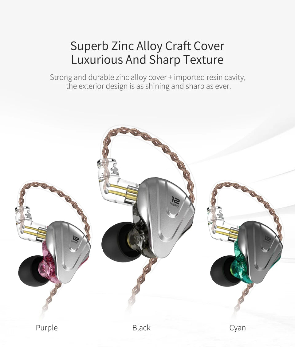 KZ ZSX Terminator Metal Headset 5BA+1DD Hybrid 12 drivers HIFI Bass Earbuds In-Ear Monitor Noise Cancelling Earphones
