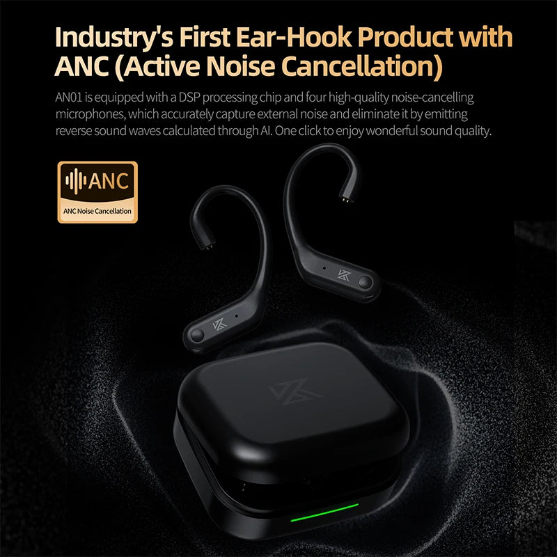 KZ AN01 Wireless Upgrade Ear Hook Cable ANC Noise Cancellation Bluetooth-compatible 5.4 C-Pin LDAC HD Audio Decoding Compatible