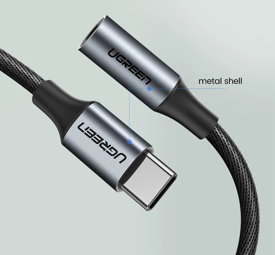 UGREEN USB Type C to 3.5mm Earphone USB C Cable USB C to 3.5 Headphone Adapter Audio Cable For Xiaomi Mi10 HUAWEI P30 Oneplus 9