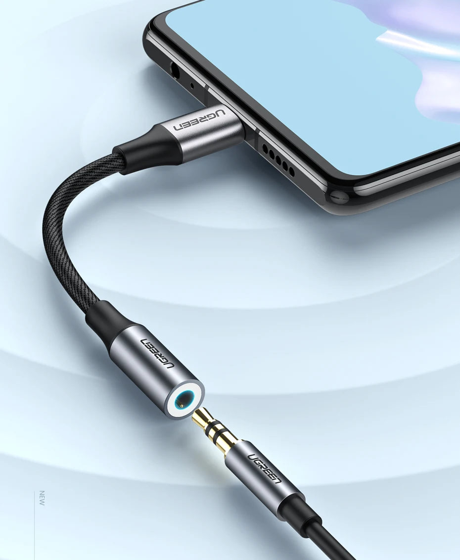 UGREEN USB Type C to 3.5mm Earphone USB C Cable USB C to 3.5 Headphone Adapter Audio Cable For Xiaomi Mi10 HUAWEI P30 Oneplus 9