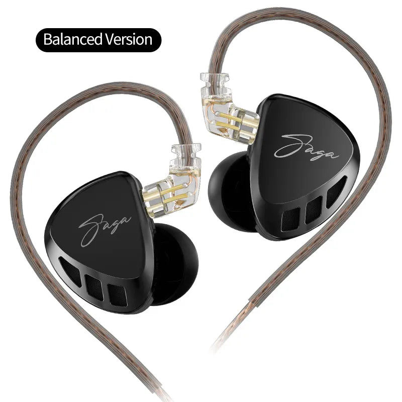 KZ Saga Wired Earphones Stage Live Monitor Sport Headphones HiFi Stereo Bass Fever Music Metal Earbuds Gaming Headset