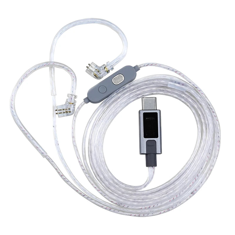KZ-M2 Dual Mic Silver-Plated Upgrade Cable 3.5MM/Type-C for EDX Pro X AS16 Pro PRX Zenith