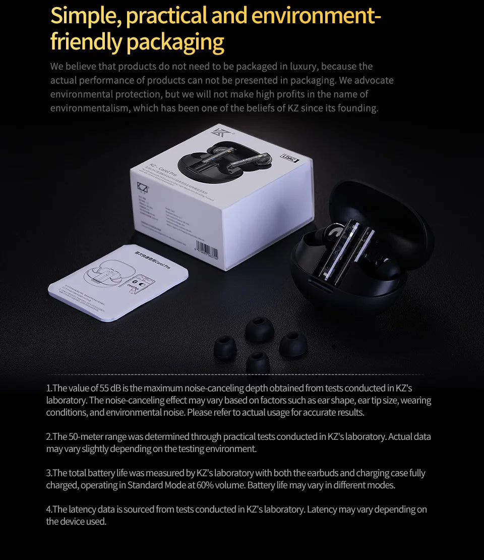 KZ Carol Pro TWS Bluetooth 5.4 Earphone 6 MIC Active Noise Canceling True Wireless waterproof in-Ear Earbud