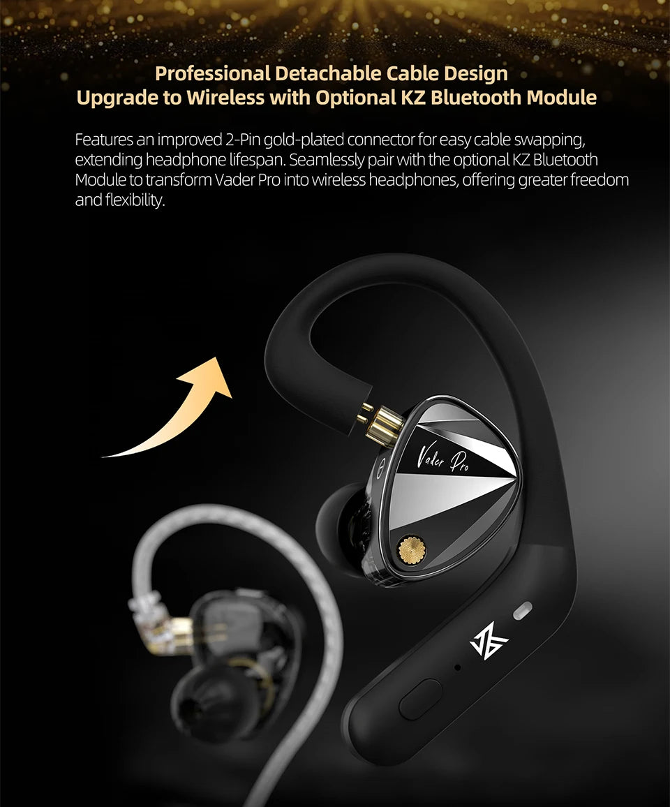 KZ Vader pro In Ear Monitor HiFi Earphone Truly Balanced High-End 6-Driver Dynamic IEM Headphone Tuning Switch Headphone Headset