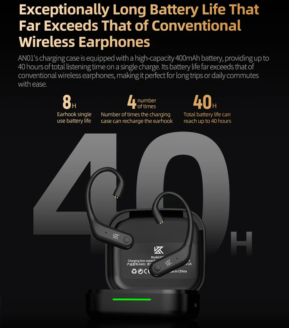 KZ AN01 Wireless Upgrade Ear Hook Cable ANC Noise Cancellation Bluetooth-compatible 5.4 C-Pin LDAC HD Audio Decoding Compatible