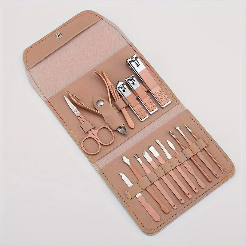 16pcs Professional Nail Clippers and Cuticle Nippers Set with Travel Case Manicure Set Pedicure Sets Nail Clippers