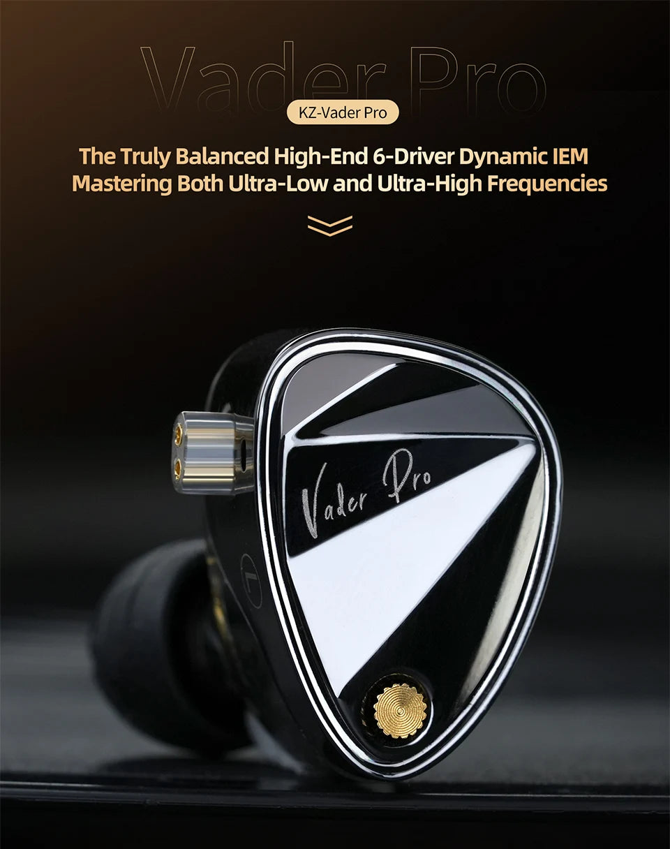 KZ Vader pro In Ear Monitor HiFi Earphone Truly Balanced High-End 6-Driver Dynamic IEM Headphone Tuning Switch Headphone Headset