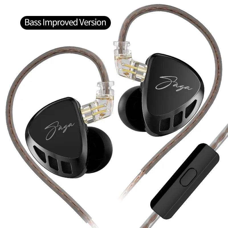KZ Saga Wired Earphones Stage Live Monitor Sport Headphones HiFi Stereo Bass Fever Music Metal Earbuds Gaming Headset