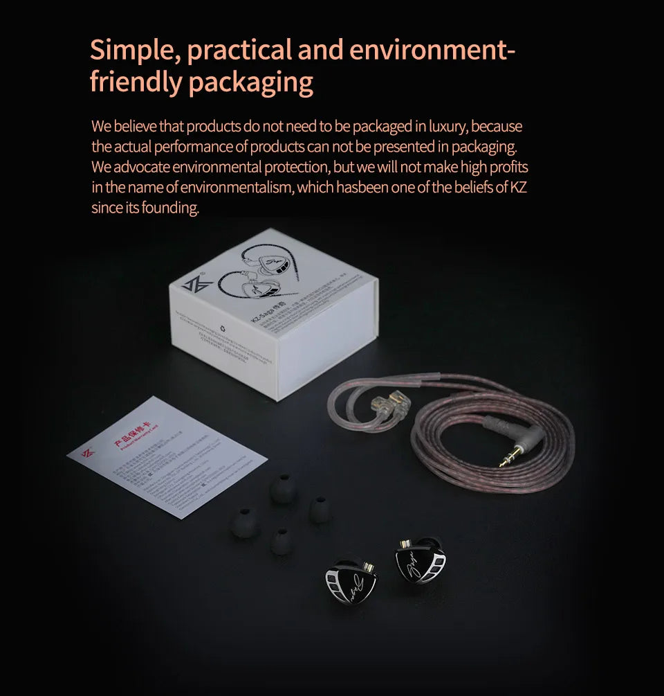 KZ Saga Wired Earphones Stage Live Monitor Sport Headphones HiFi Stereo Bass Fever Music Metal Earbuds Gaming Headset