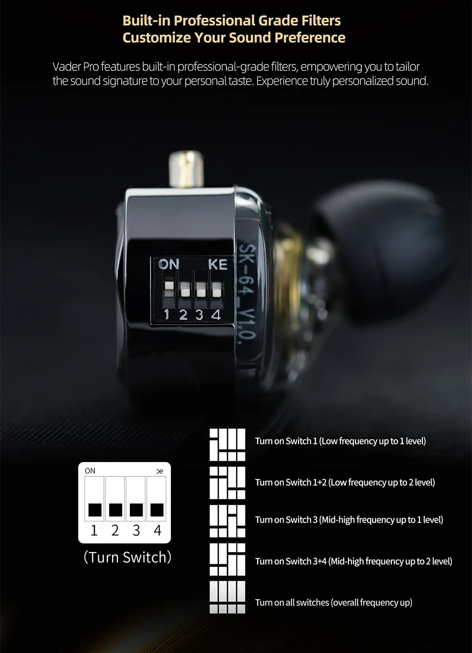 KZ Vader pro In Ear Monitor HiFi Earphone Truly Balanced High-End 6-Driver Dynamic IEM Headphone Tuning Switch Headphone Headset