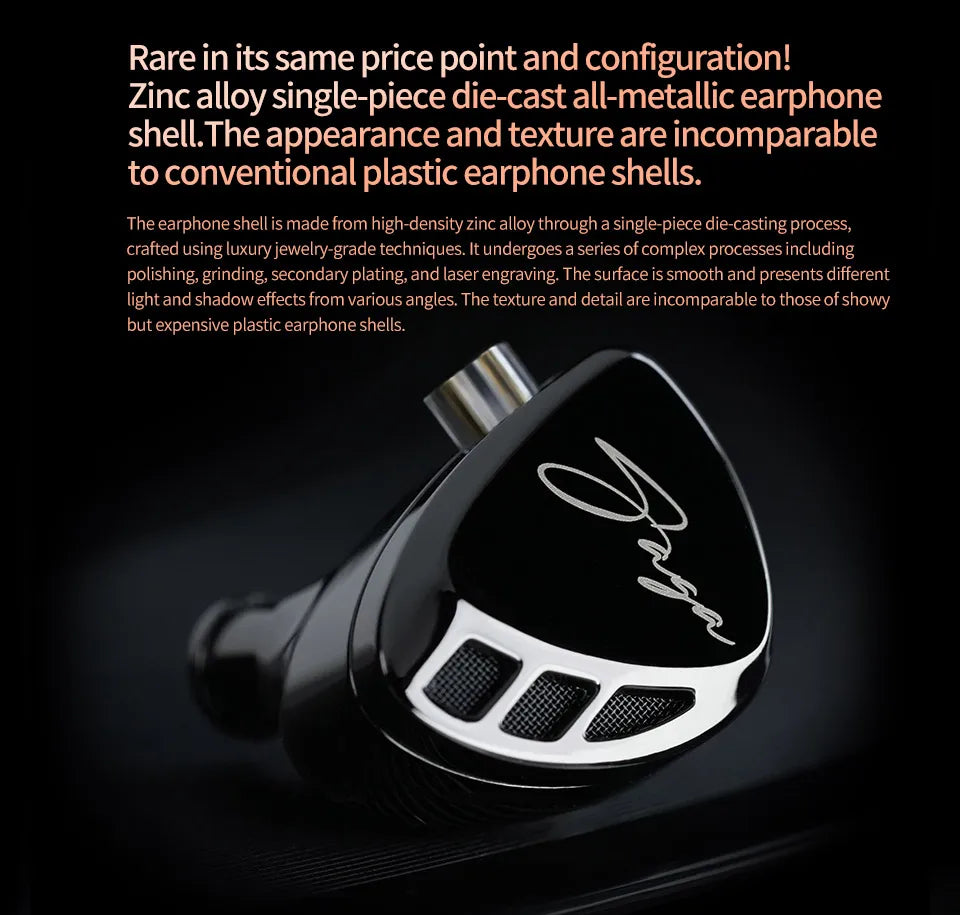 KZ Saga Wired Earphones Stage Live Monitor Sport Headphones HiFi Stereo Bass Fever Music Metal Earbuds Gaming Headset