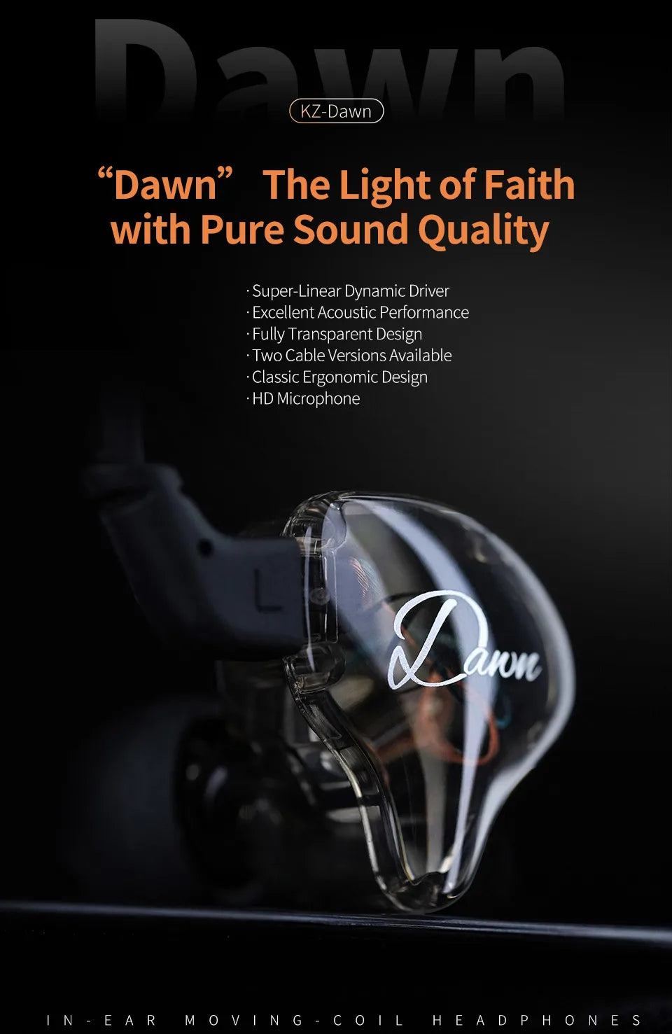 KZ Dawn Earphones Bass In Ear Monitor Headphones Sport Noise Cancelling HIFI Headset
