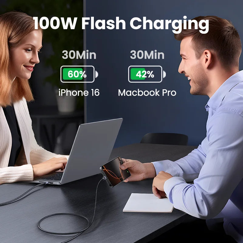 UGREEN USB Type C 60W 100W Fast Charging For Macbook iPhone 15 Samsung Galaxy S2 Xiaomi PD Fast Charging 100W 5A Fast USB C