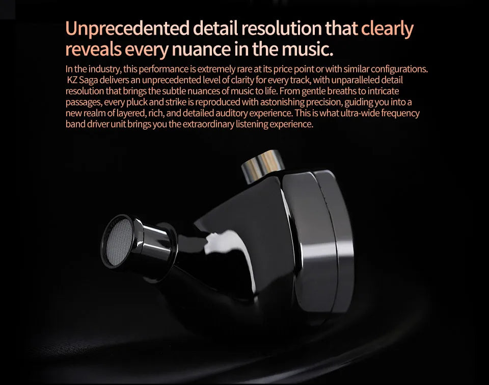 KZ Saga Wired Earphones Stage Live Monitor Sport Headphones HiFi Stereo Bass Fever Music Metal Earbuds Gaming Headset