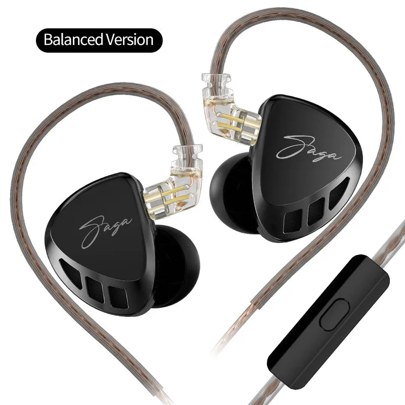 KZ Saga Wired Earphones Stage Live Monitor Sport Headphones HiFi Stereo Bass Fever Music Metal Earbuds Gaming Headset