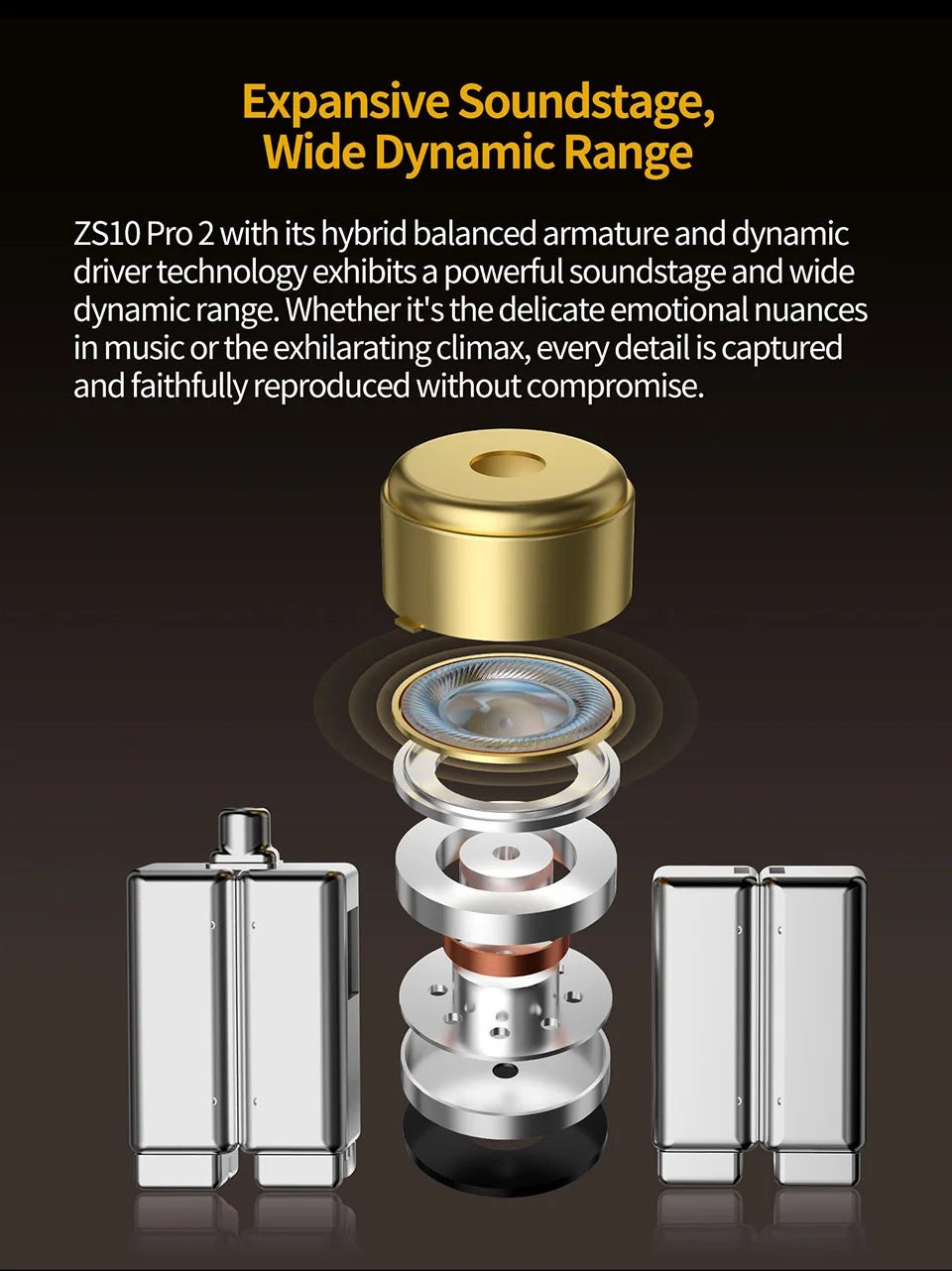 KZ ZS10 Pro 2 Metal Earphone HIFI In Ear Bass Earbud 4-Level Tuning Switch Headphone Sport Monitor Sound Noise Reduction Headset
