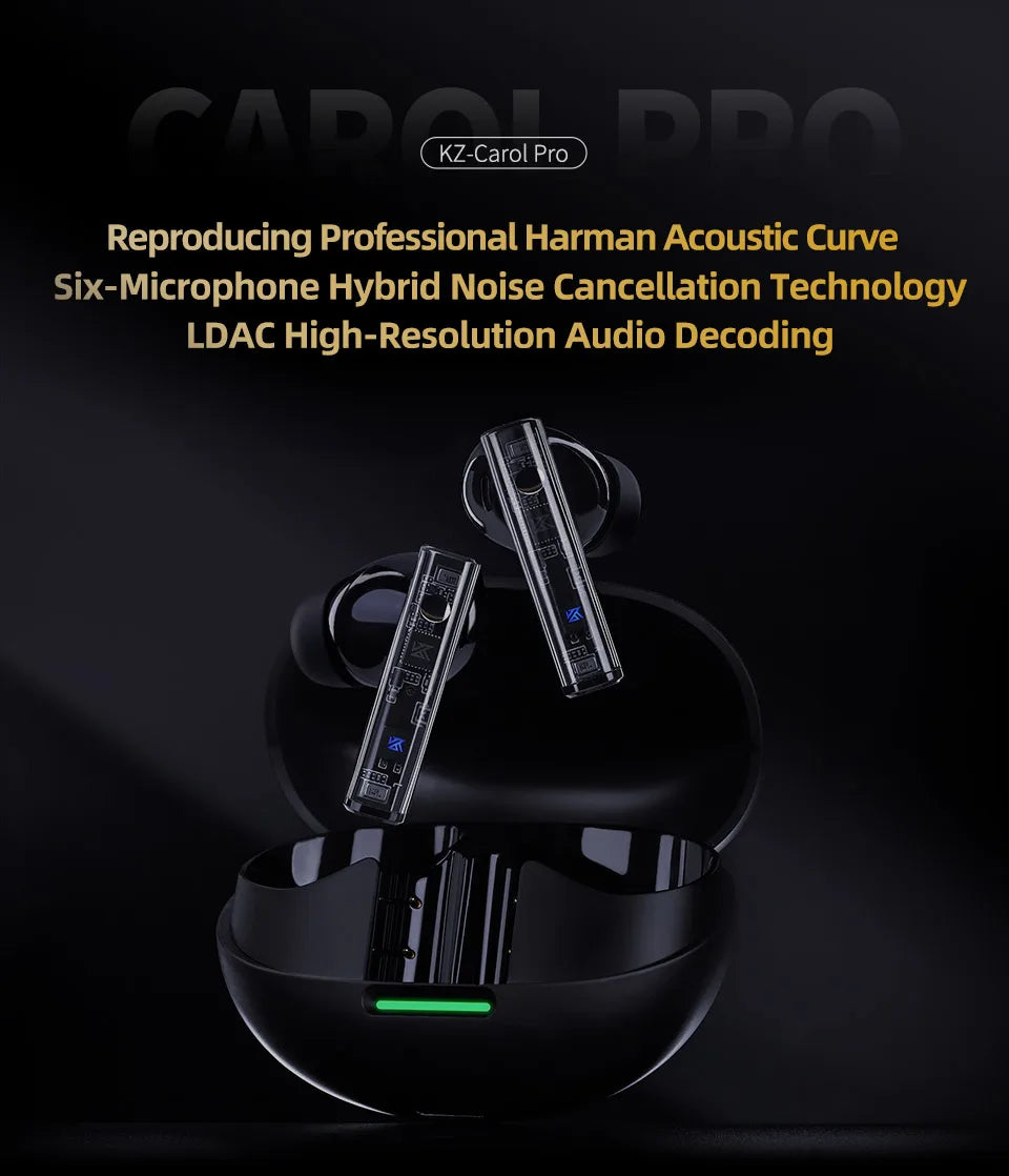 KZ Carol Pro TWS Bluetooth 5.4 Earphone 6 MIC Active Noise Canceling True Wireless waterproof in-Ear Earbud