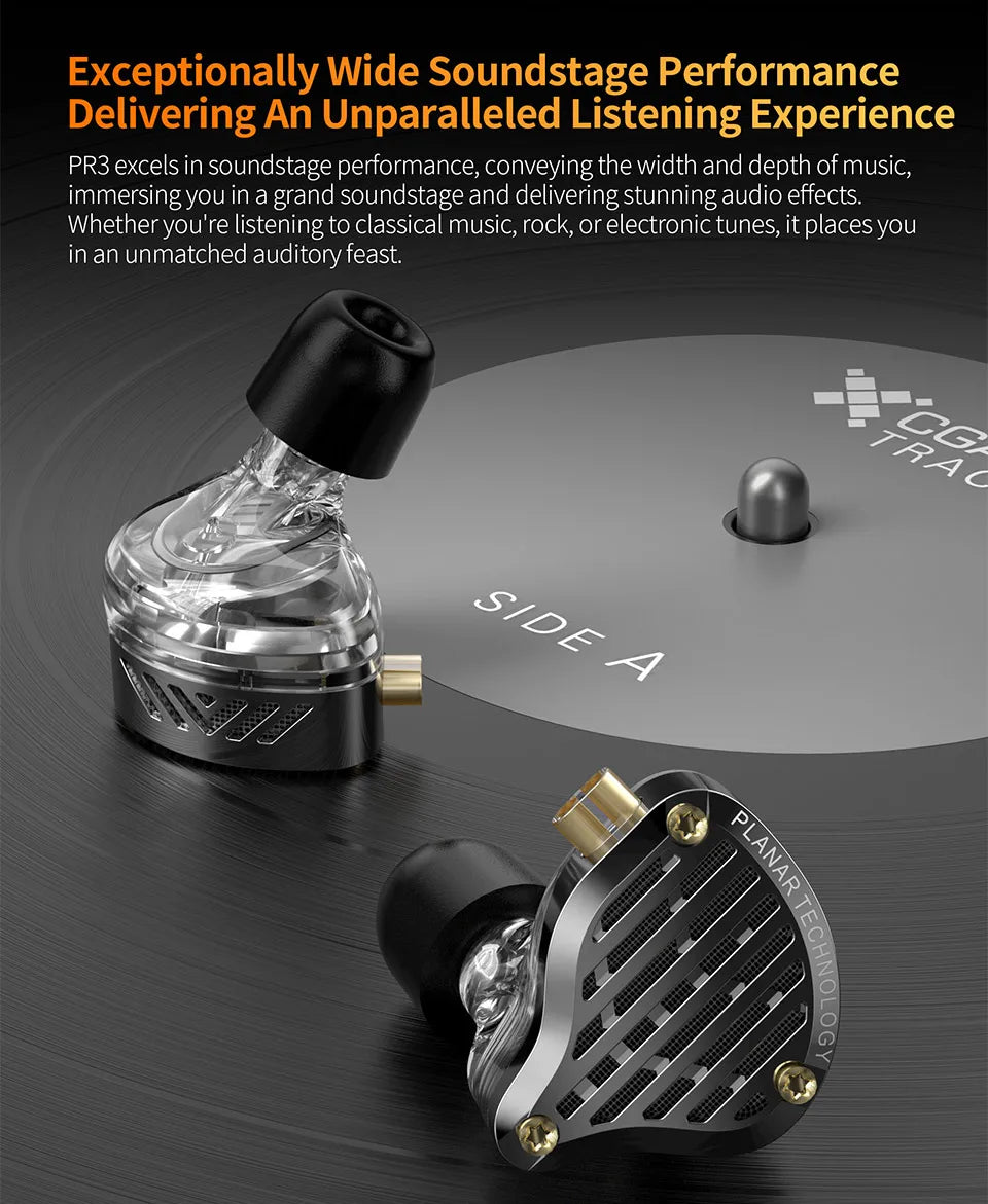 KZ PR3 In Ear 13.2MM Planar Driver Wired Earphones Music Headphones HiFi Bass Monitor Earbuds Sport Headset
